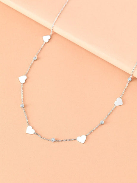 Collier coeur zircon blanc ras de cou acier inoxydable