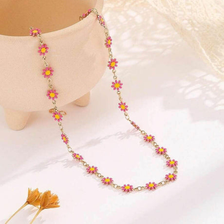 Collier fleur ras de cou acier inoxydable